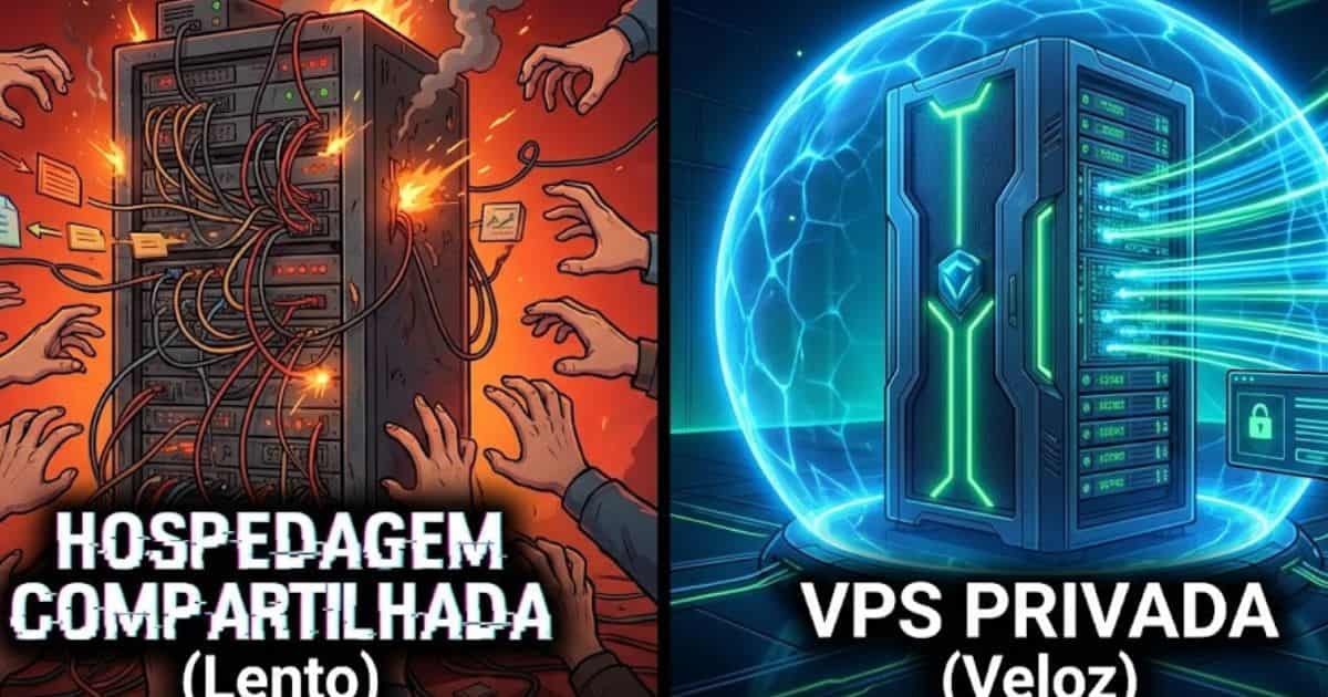 O contraste brutal de performance: o caos do compartilhamento contra a velocidade da soberania digital.